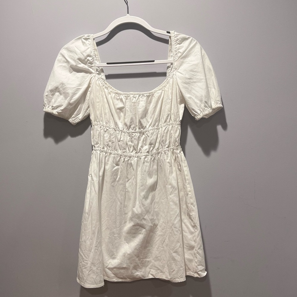 Reformation - Puff Sleeve Smock Dress in White